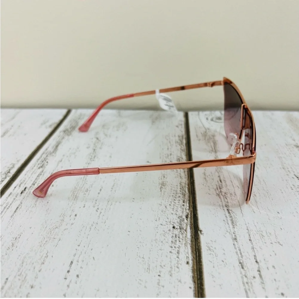 Jessica Simpson Rose Gold Metal Frame Square Shield Sunglasses Eyewear J6100 - Picture 4 of 14